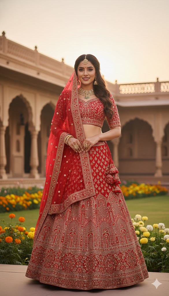 LEHENGAS-DUPION-SEMI STITCHED-SPF 77212